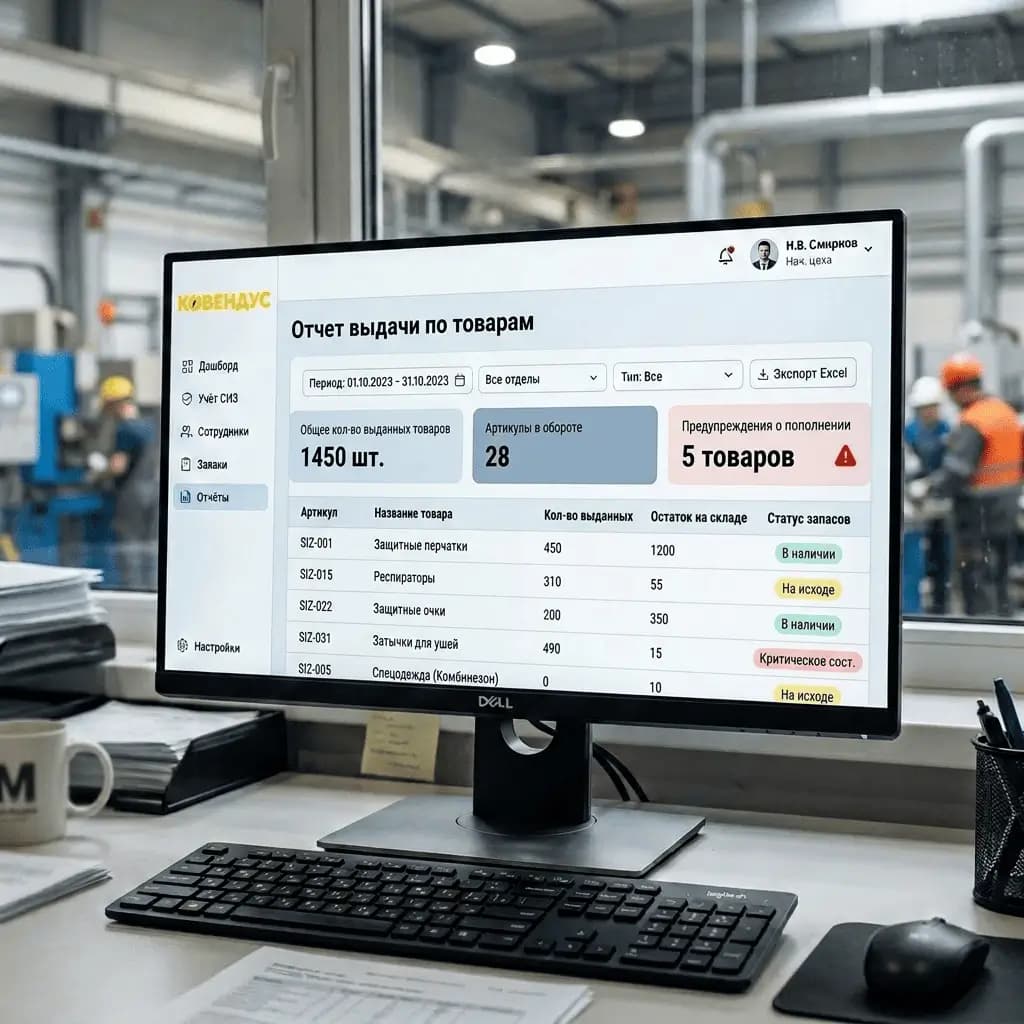 Отчёт по номенклатурам — расход каждой позиции за период